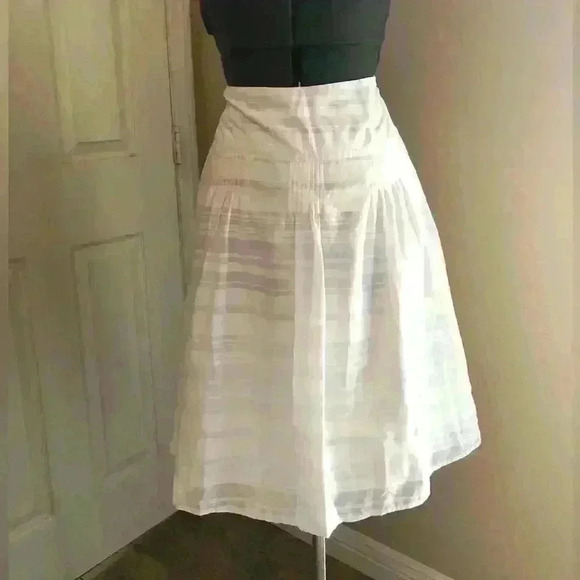 VTG MERVYN' S HILLARD & HANSEN WHITE STRIPED LINED A-LINE SKIRT SIZE 4 - Picture 2 of 8